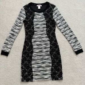 Trixxi Black and White Bodycon Long Sleeve Dress. Winter and fall dress